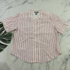 Diversity Womens Vintage 90s Button Up Shirt Size L P Pink White Stripe Boxy Fit